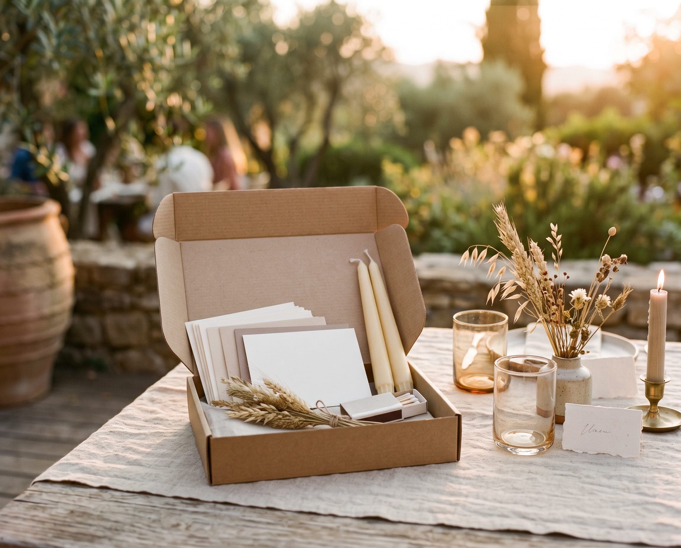 Golden Hour — Long light, low tables, an evening outdoors.